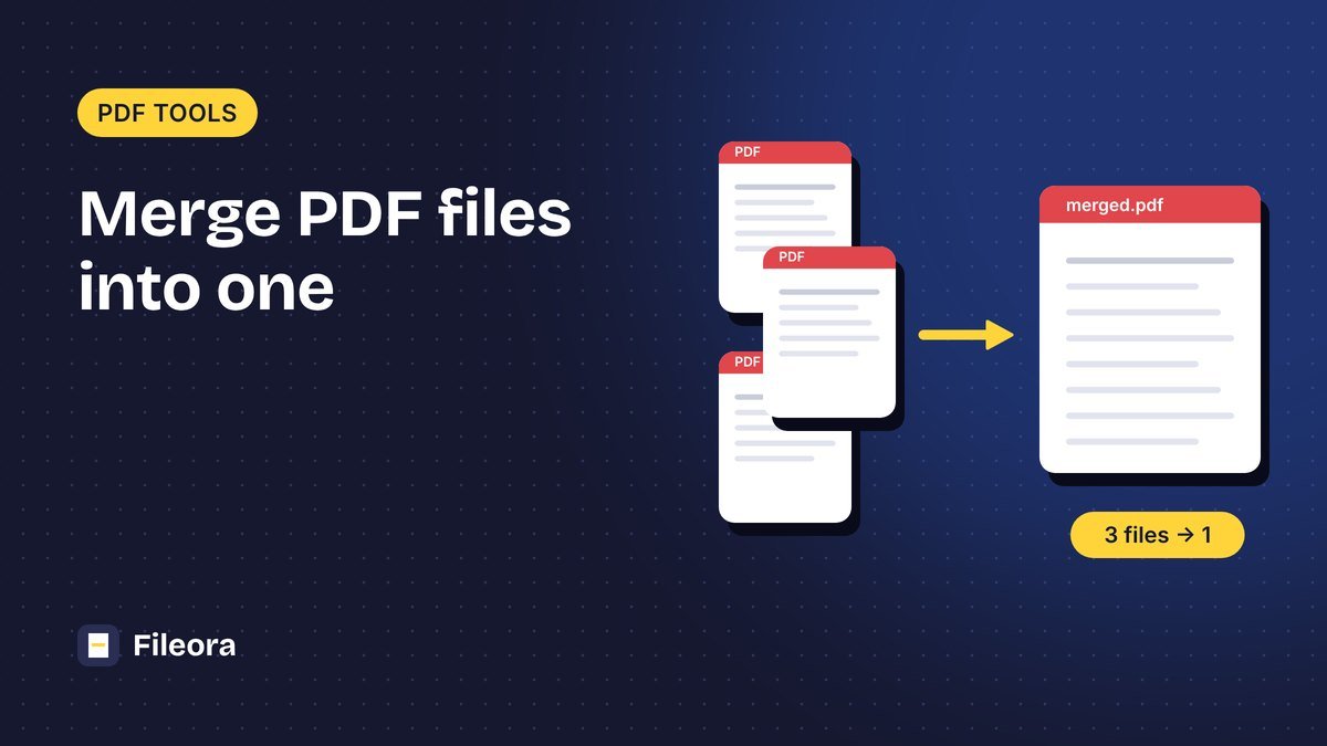 Three separate PDF files joining into one combined PDF